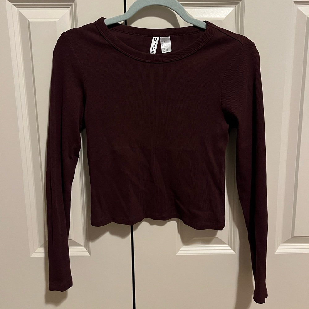H&M Women's Long Sleeve Burgundy Top